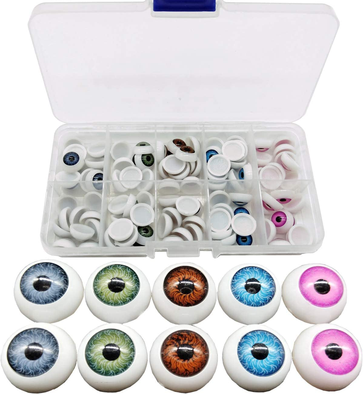 100Pcs/Box 12Mm Doll Eyeballs Half round Acrylic Eyes for DIY Doll Bear Crafts Halloween