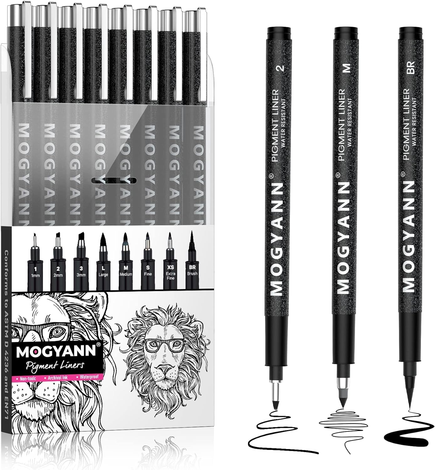 Art Pens, Black Drawing Pens 8 Size Ink Pens Set for Artist Writing, Sketching, Manga, Anime