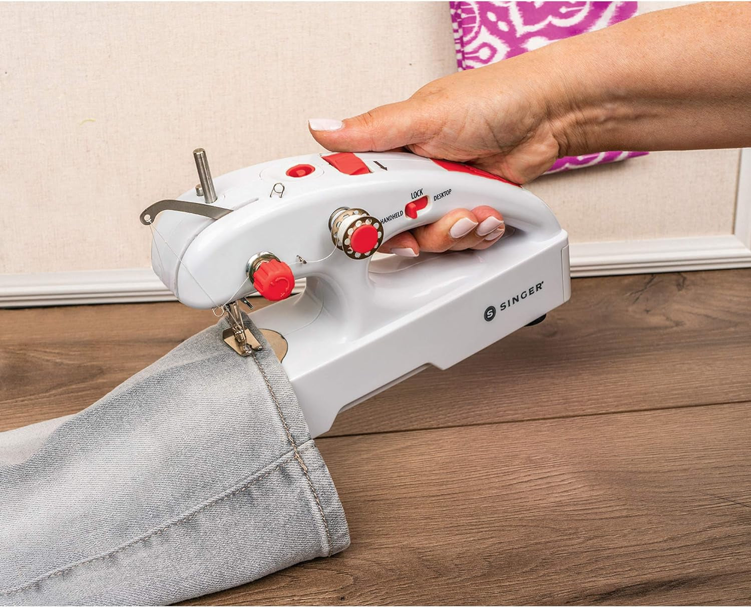 Stitch Quick + (Two Thread) Hand Held Mending Machine, White (01774)