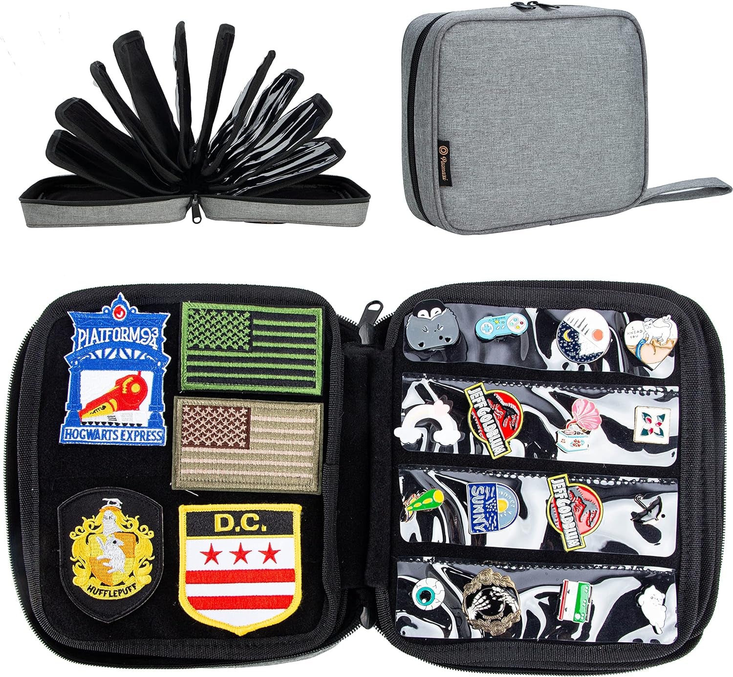 Portable Travel Brooch Pin Carrying Case for Enamel Pin, Lapel Pin, Pins Storage Organizer Case, Pin Collections Display Bag with 10 Pages, Hold up to 160 Pins.