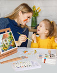 Tabletop Art Easel Acrylic Paint Set for Adults & Kids, Art Easel for Painting Portable Wooden Art Easel Stand,Painting Kits with Tabletop Easel,12 Paints,6 Brushes,3 Paint Knives,Palette,Canvas Board