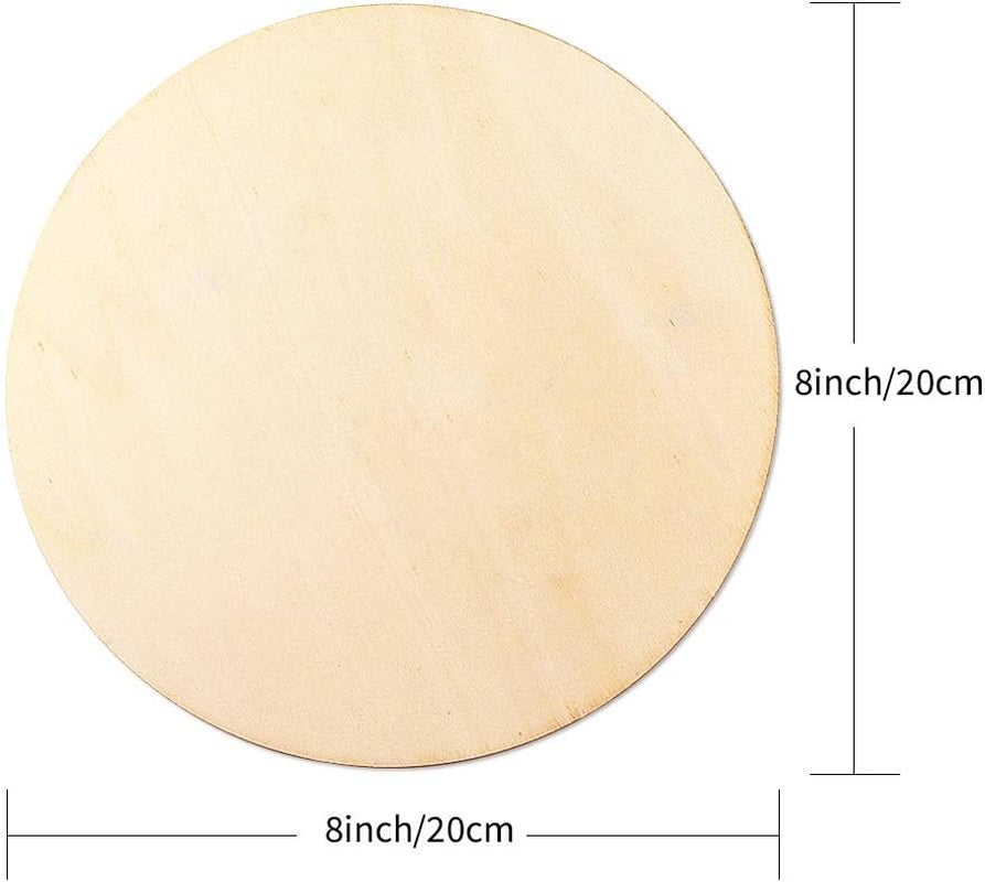 10 Pack 8 Inch Unfinished Natural Wood round Circle for DIY Crafts,Pyrography,Painting,Engraving,Home Decoration