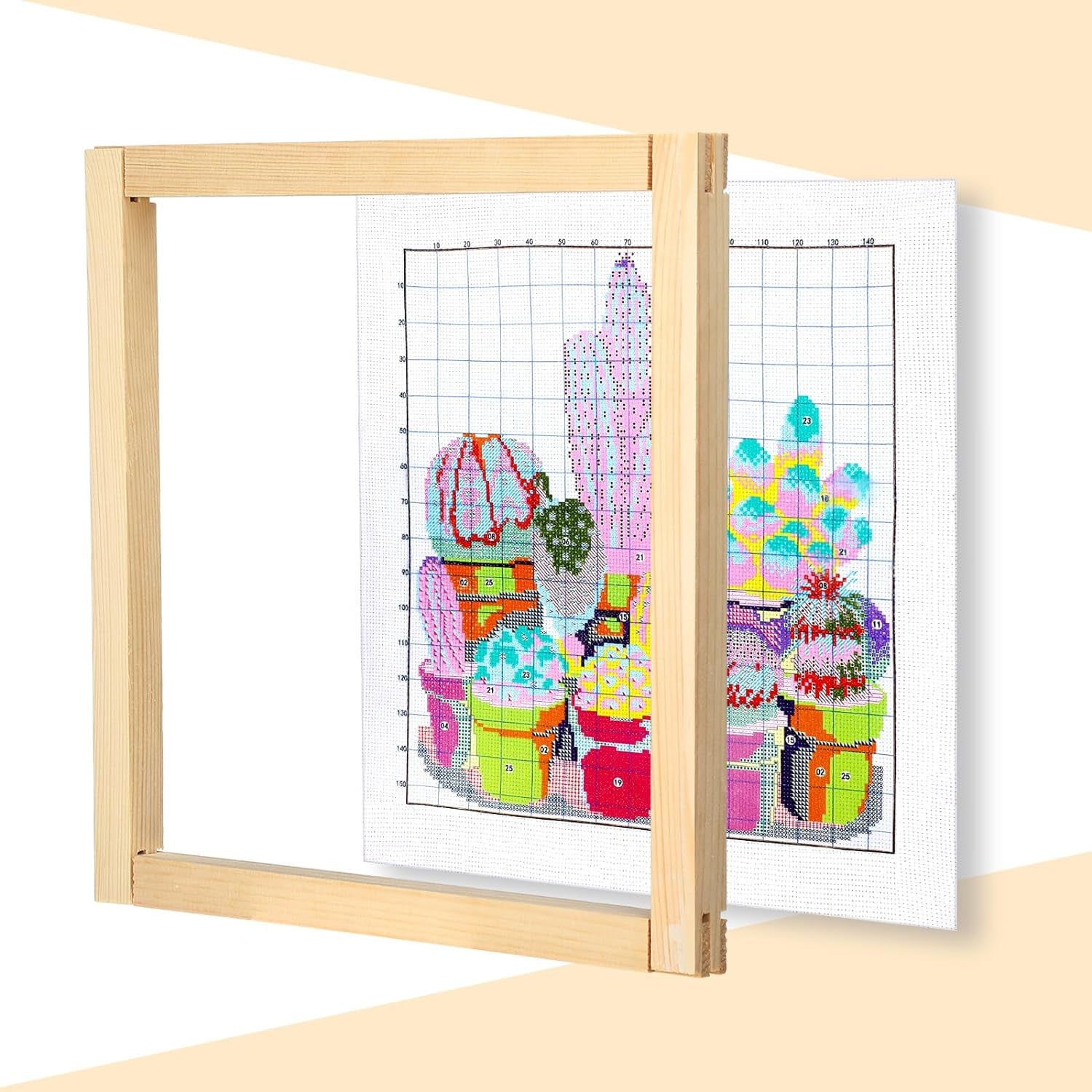 6 Sets Stretcher Bars for Needlework 6 Sizes Regular Stretcher Bars Wooden Canvas Stretcher Bars for Needlepoint Embroidery Stitch Frame Set Bundle with Crafts