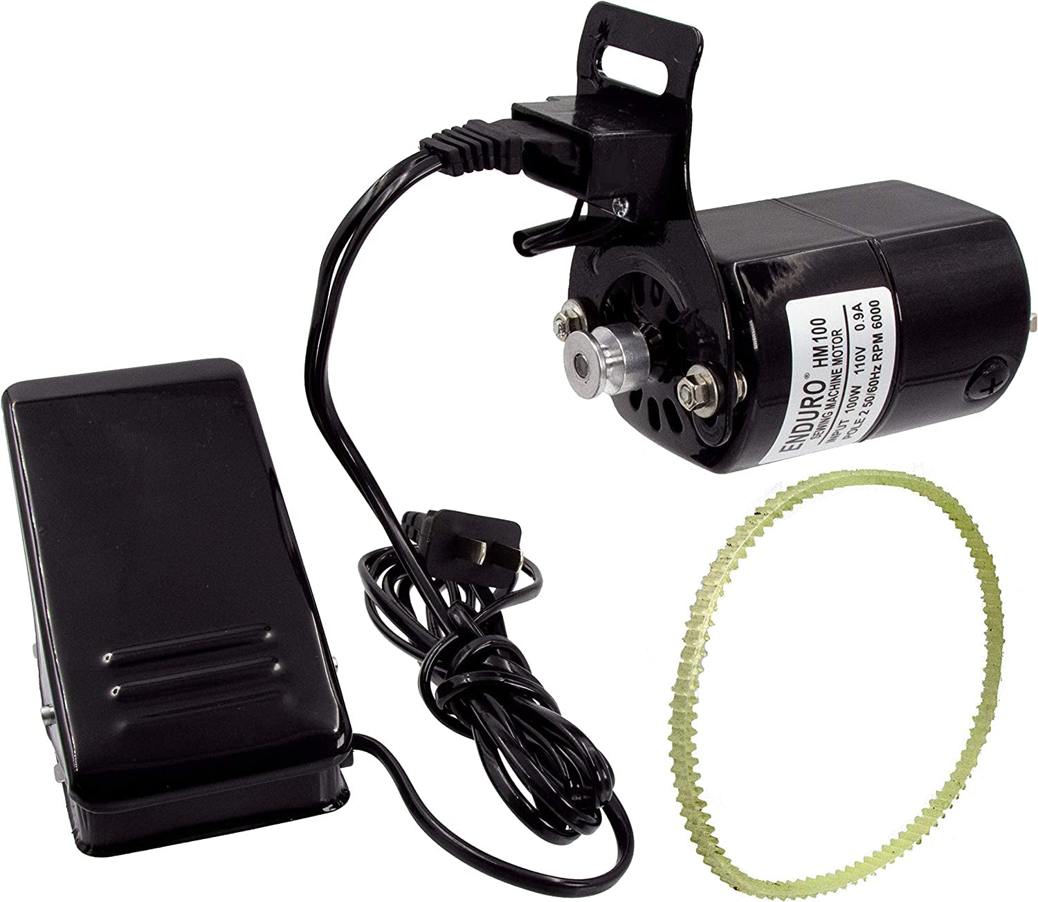 Sewing Machine Motor Kit with Foot Pedal & Belt - 110 Volt, 100 Watt for Imported & Domestic Home Sewing Machines (Black)