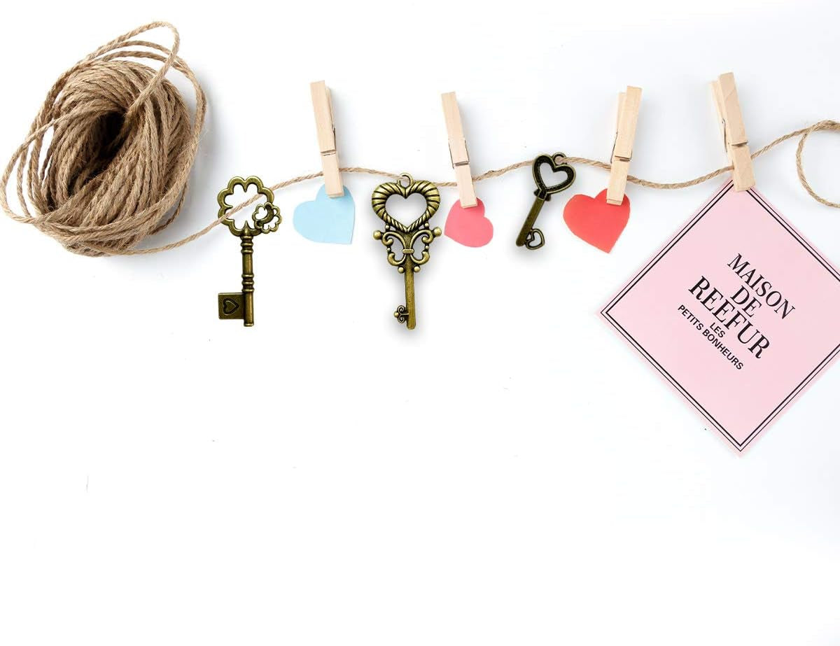 40 Pcs Mixed Skeleton Keys in Antique Style Bronze Vintage Key Charms Small Skeleton Keys Charm for Birthday Party Wedding Favors Key Charms Set for Pendant Necklace DIY Jewelry Making Christmas Gift