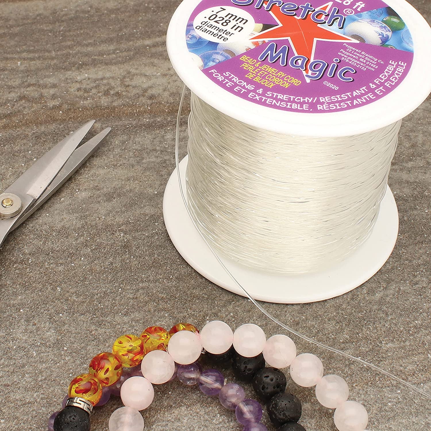 Bead & Jewelry Cord - Strong & Stretchy, Easy to Knot - Clear Color - 0.7Mm Diameter - 100-Meter (328 Ft) Spool - Elastic String for Making Beaded Jewelry