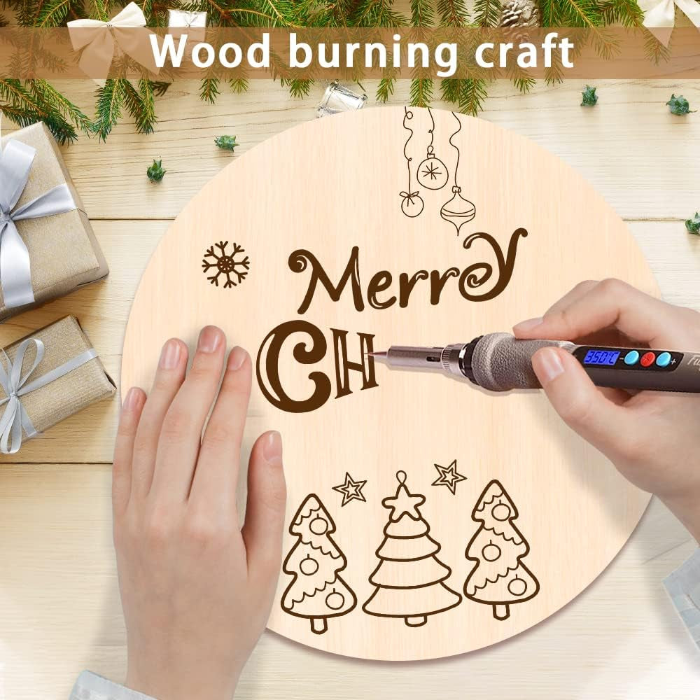 12PACK Wood Rounds for Crafts, 12 Inch Unfinished Wood Circles Discs for Door Hanger Sign Blank, Particle Board for Wreath Boards Crafts Painting and Christmas Halloween Decoration