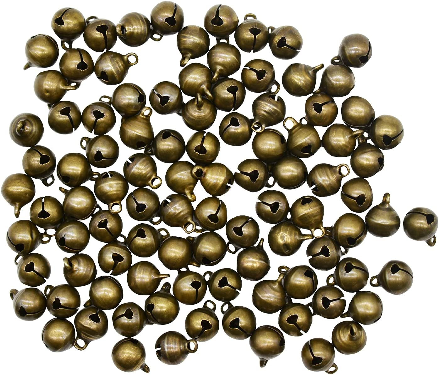 100PCS Small Jingle Bell 1/2 Inches Vintage Bronze Mini 10Mm Alloy Beads DIY for Jewelry Findings Sewing Wedding Doors Crafts