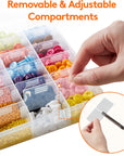 3 Pack 36 Grids Clear Stackable Plastic Organizer Storage Box Container with Adjustable Dividers for Beads, Art DIY, Crafts, Jewelry, Fishing Tackle with 5 Sheet Label Stickers