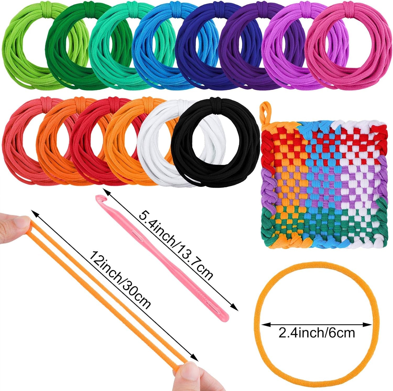 288 Pieces Loom Potholder Loops Weaving Loom Loops Elastic Potholder Loops Weaving Craft Loops Refill with Multiple Colors for DIY Crafts Supplies Favors, Compatible with 7 Inch Weaving Loom
