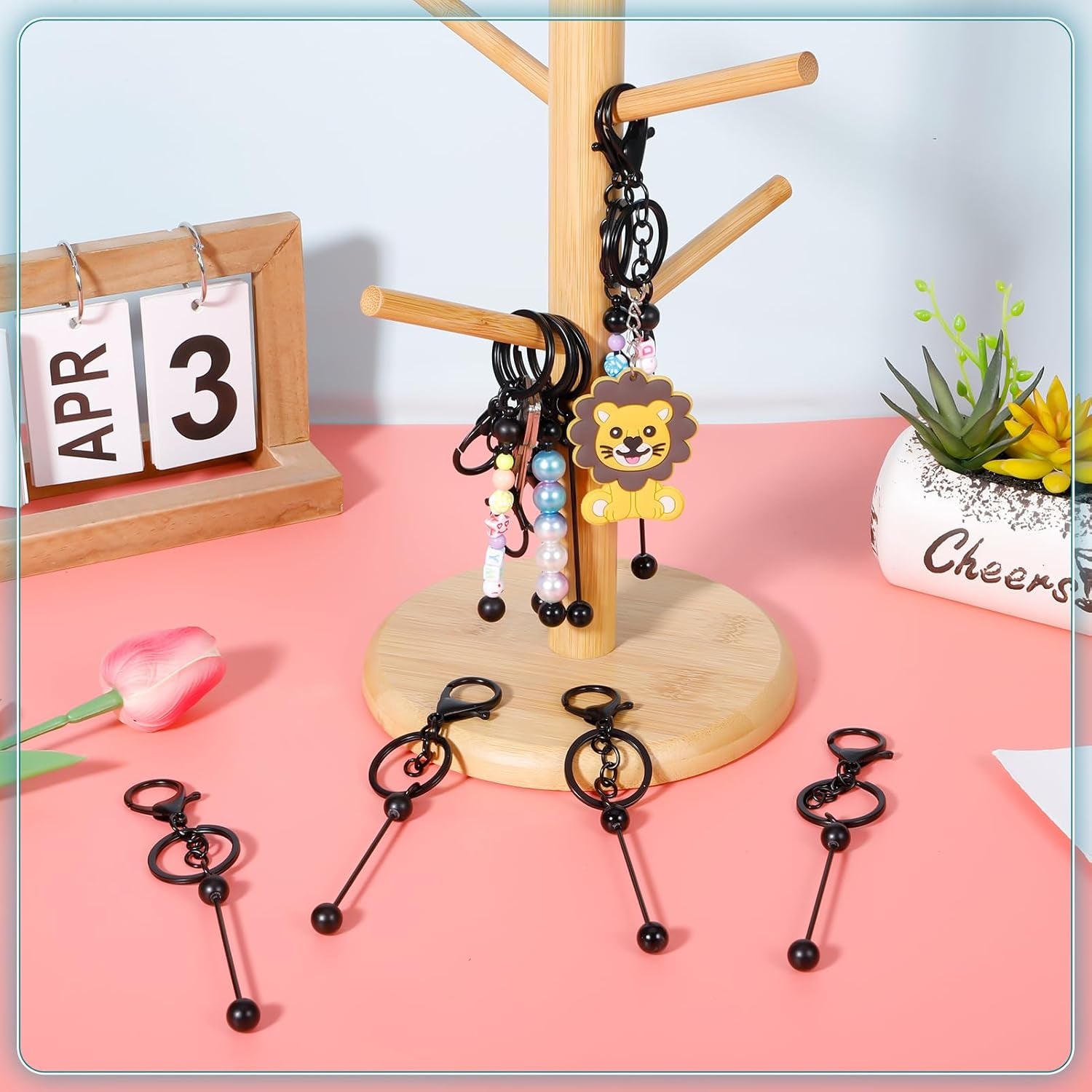 12 Pcs Beadable Keychain Bars Metal Beaded Keychain Blank Keychain Strips for DIY Keychain Pendant Jewelry Crafts