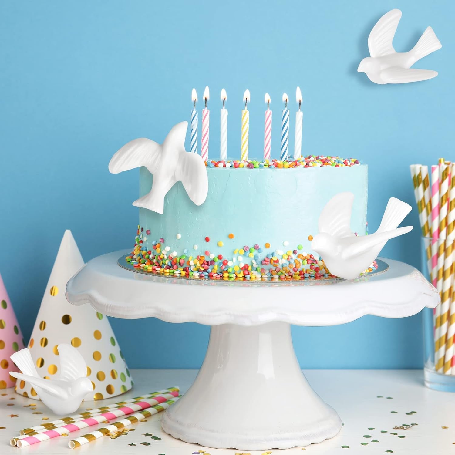 36 Mini Doves for Crafts, 1.5 Inch Bulk White Dove Miniature Birds for Crafts Wedding Cake Decoration (36PCS 1.5 Inch)