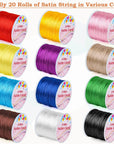 12 Rolls Nylon String for Bracelets, Satin Rattail Silk Cord Silky Beading String for Kumihimo, Braided Bracelets, Pendants Necklace, Macrame Craft, Keychains Lanyards, Jewelry Making
