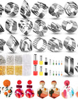 Polymer Clay Cutters for Earrings Making, 705 PCS Set with 49 Shapes Stainless Steel Cutter Tools, 640 Jewelry Accessories, 16 Circle Shape Earring
