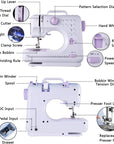 Sewing Machine Portable Mini Electric Sewing Machine for Beginners 12 Built-In Stitches 2 Speed with Foot Pedal，Light, Storage Drawer.