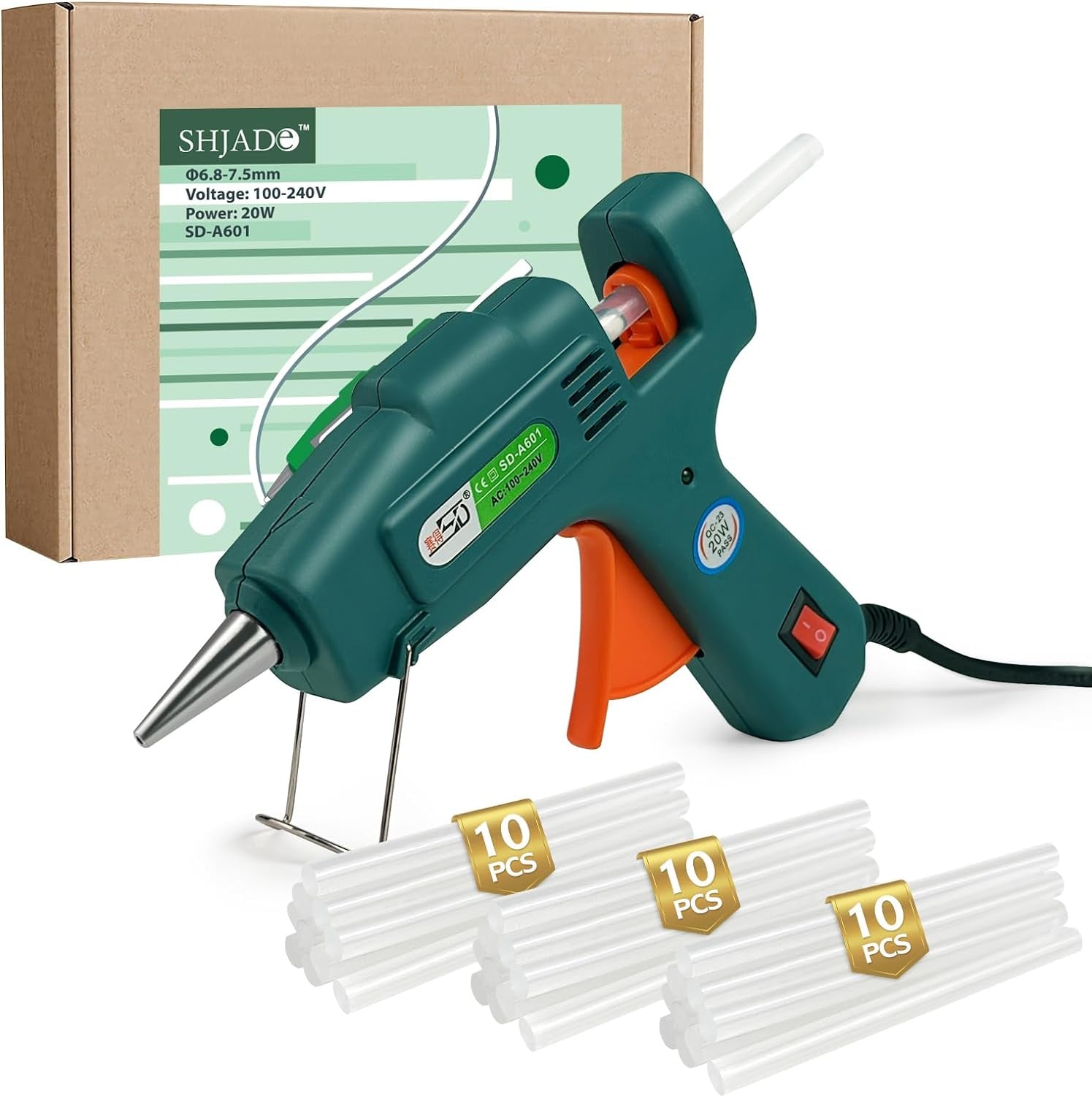 Hot Glue Gun with 30 Glue Sticks, Fast Preheating Hot Melt Gun, Mini Glue Gun Kit for Kids DIY School Craft Projects and Quick Home Repairs, 20W Green