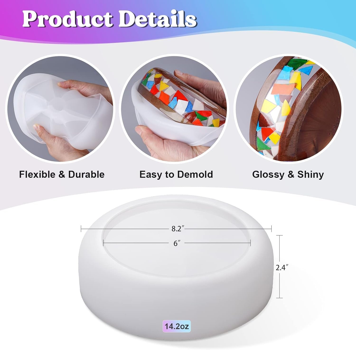 Large Epoxy Molds, 8'' for Succulent Pot, round Silicone Molds for Casting Resin, Plaster, Concrete Cement, DIY Jewelry, Makeup Storage Container, Flower Plant Pots