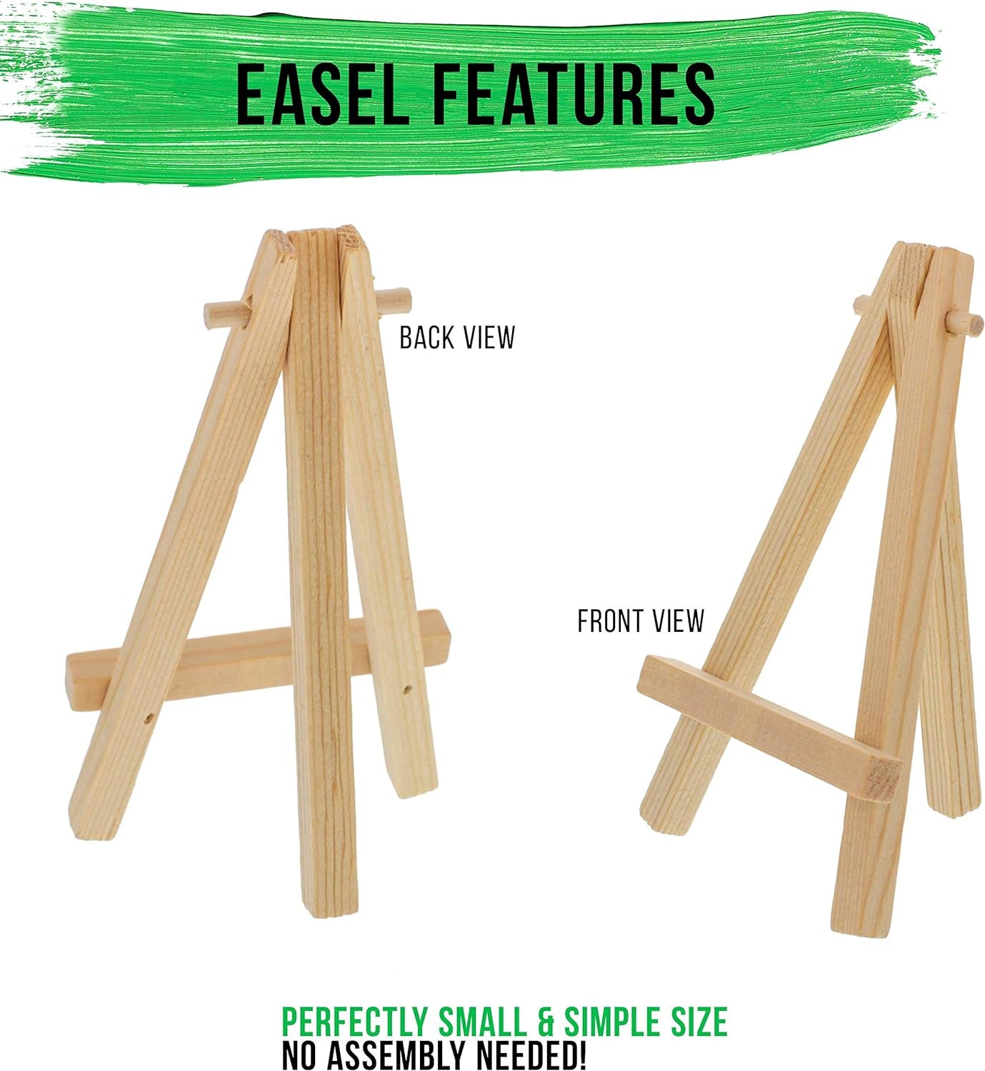 5" Mini Natural Wood Display Easel (Pack of 24), A-Frame Artist Painting Party Tripod Easel - Tabletop Holder Stand for Small Canvases, Kids Crafts, Business Cards, Signs, Photos, Gift