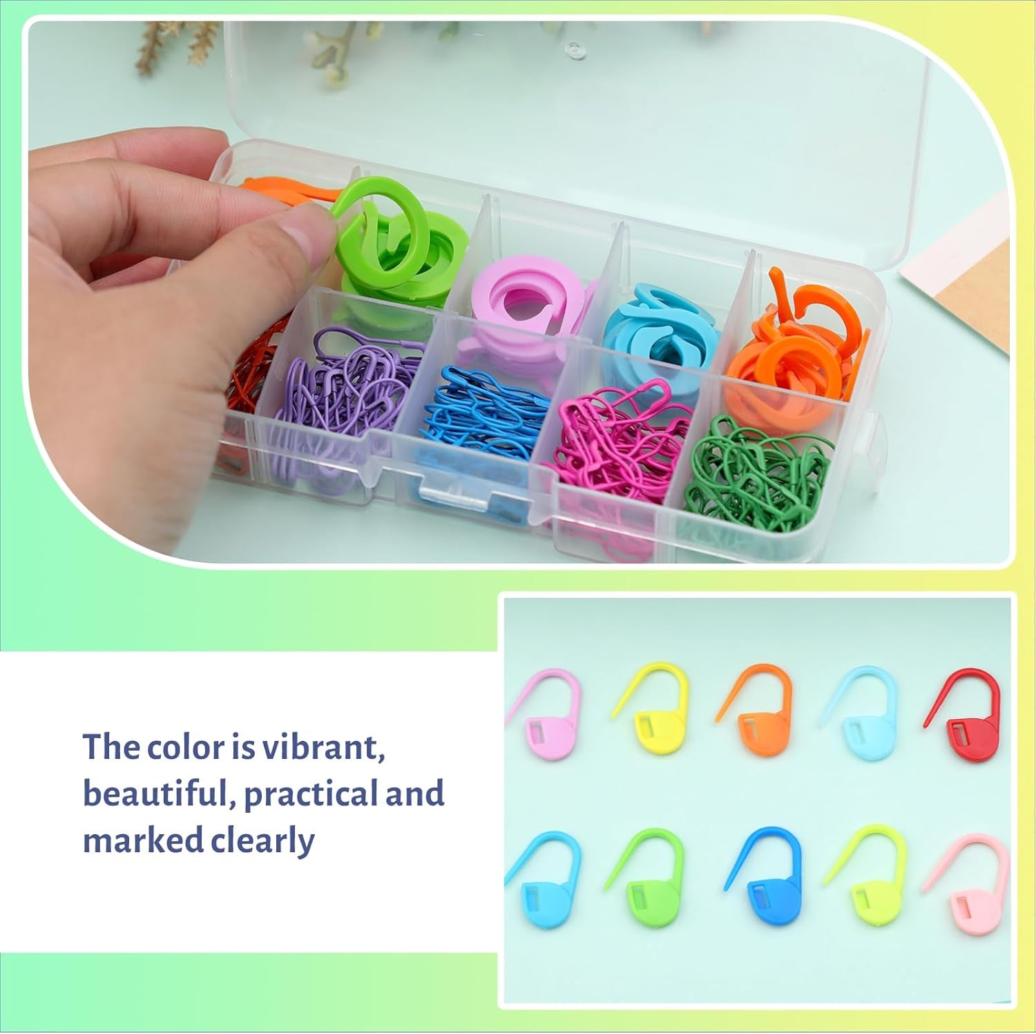 Crochet Stitch Markers, Colored Stitch Markers with Big Eye Blunt Needles, 326 Pcs Stitch Markers for Knitting with Storage Box, Safety Bulb Pins and Knitting Stitch Rings for Crochet DIY Craft Making