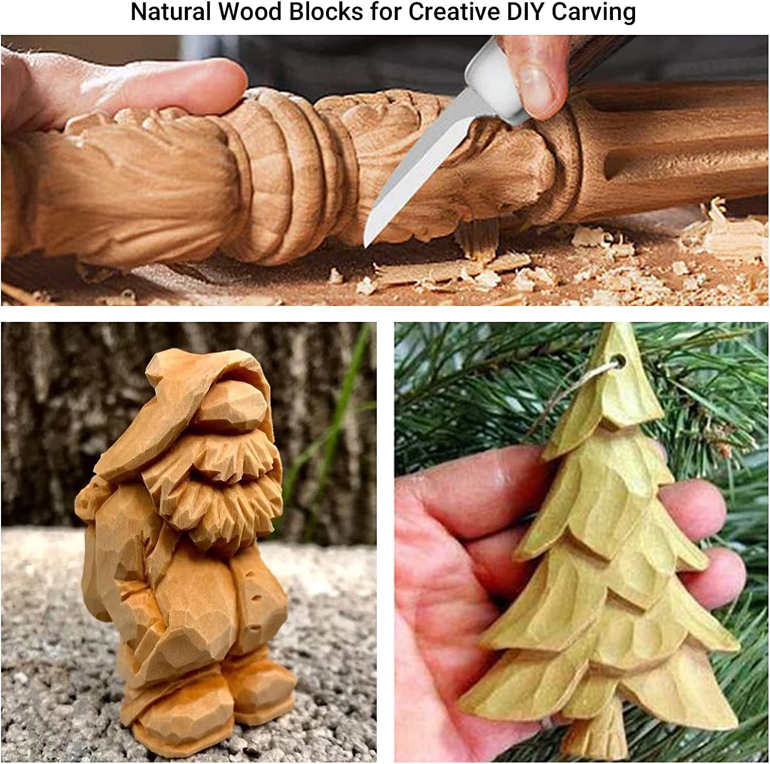 Wood Whittling Kit with Basswood Wood Blocks Gifts Set for Adults and Kids Beginners, Wood Carving Kit Set Includes 3Pcs Wood Carving Knife & 8Pcs Blocks & Gloves for Widdling Kit