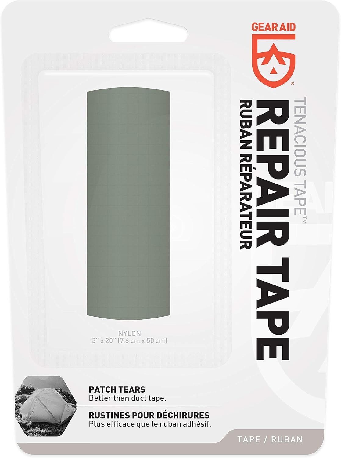 Tenacious Tape 3”X20” Fabric and Vinyl Gear Repair Tape, Quickly Fix Holes and Rips in Puffy Jackets, Rain and Snow Gear, Tents, Sleeping Bag and More, Sage, 1 Pack