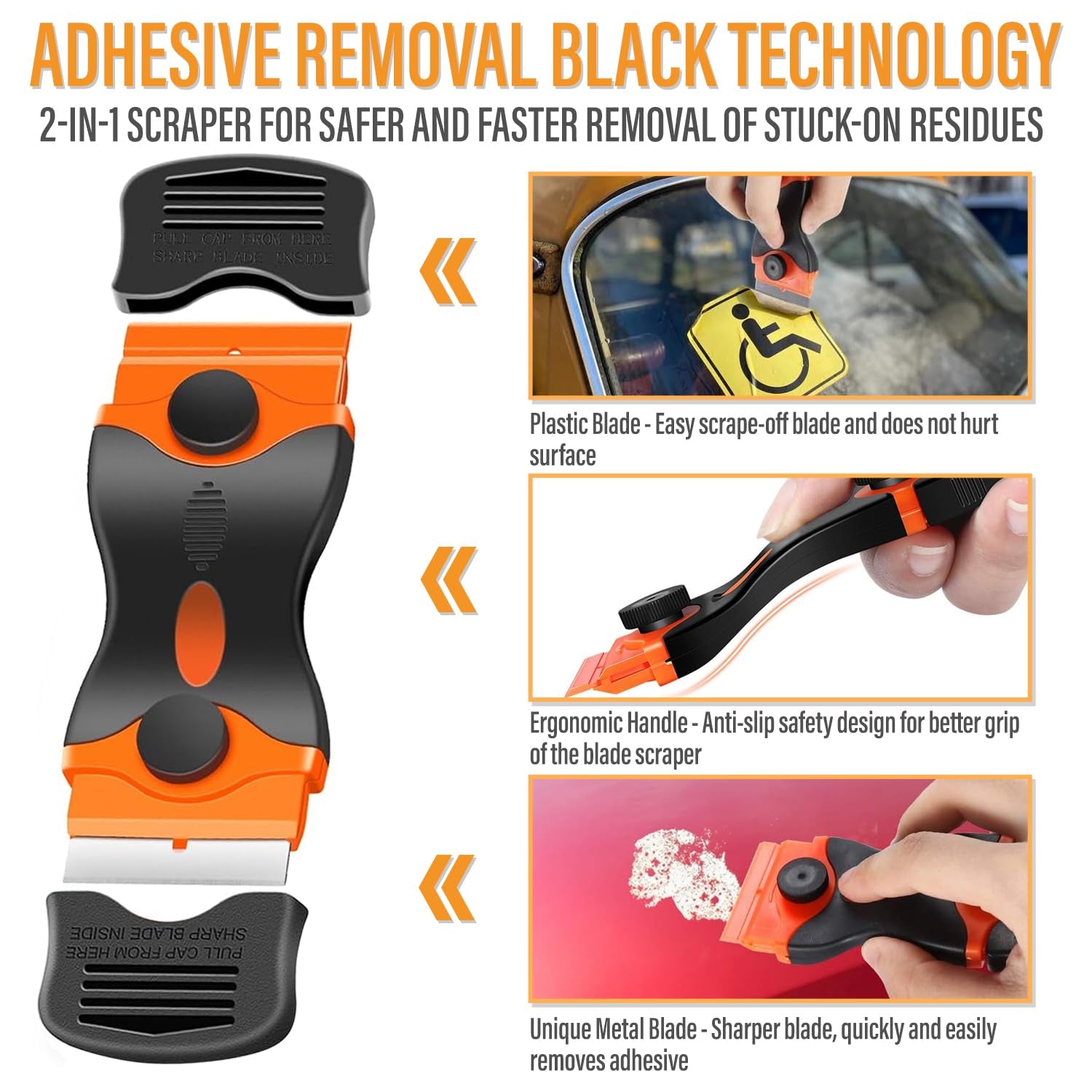 Adhesive Remover for Cars, 3.3 Fl.Oz Car Sticker Remover Spray with Scraper &amp; Extra Plastic Razor Blades, Sticker Remover for Cars, Windows, Rapidly Removes Labels, Sticker, Glue
