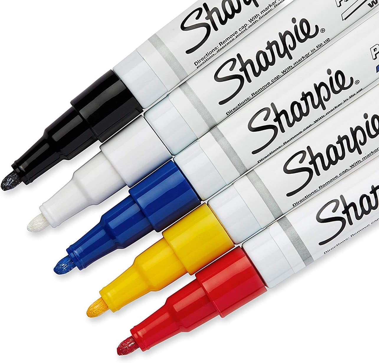 Oil-Based Paint Markers, Fine Point, Assorted Colors, 5 Count - Great for Rock Painting