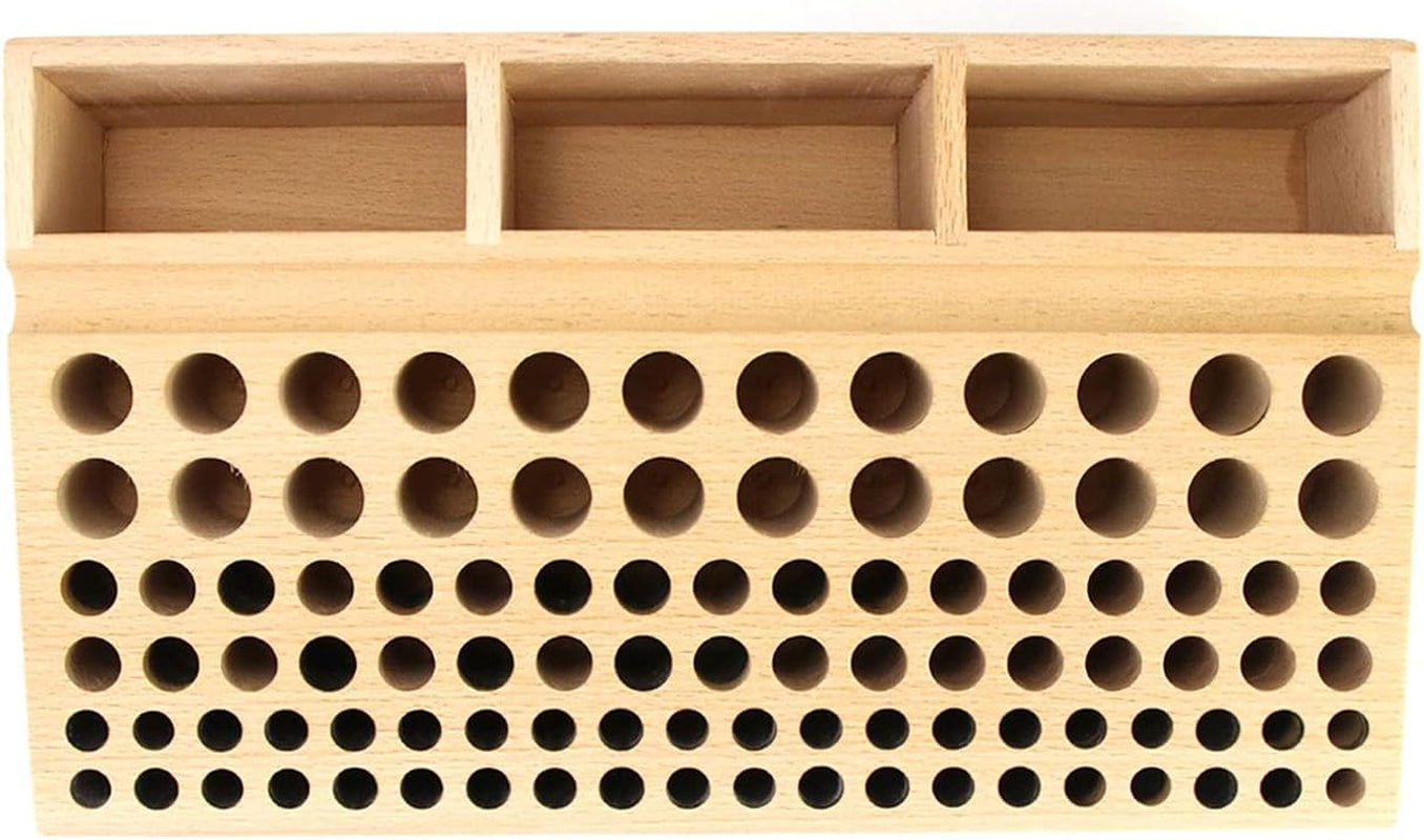 Leather Working Tool Holder, 98 Holes Wooden Leathercraft Tool Rack Stand Organizer with 3 Slots, Making Punch Tools Storage