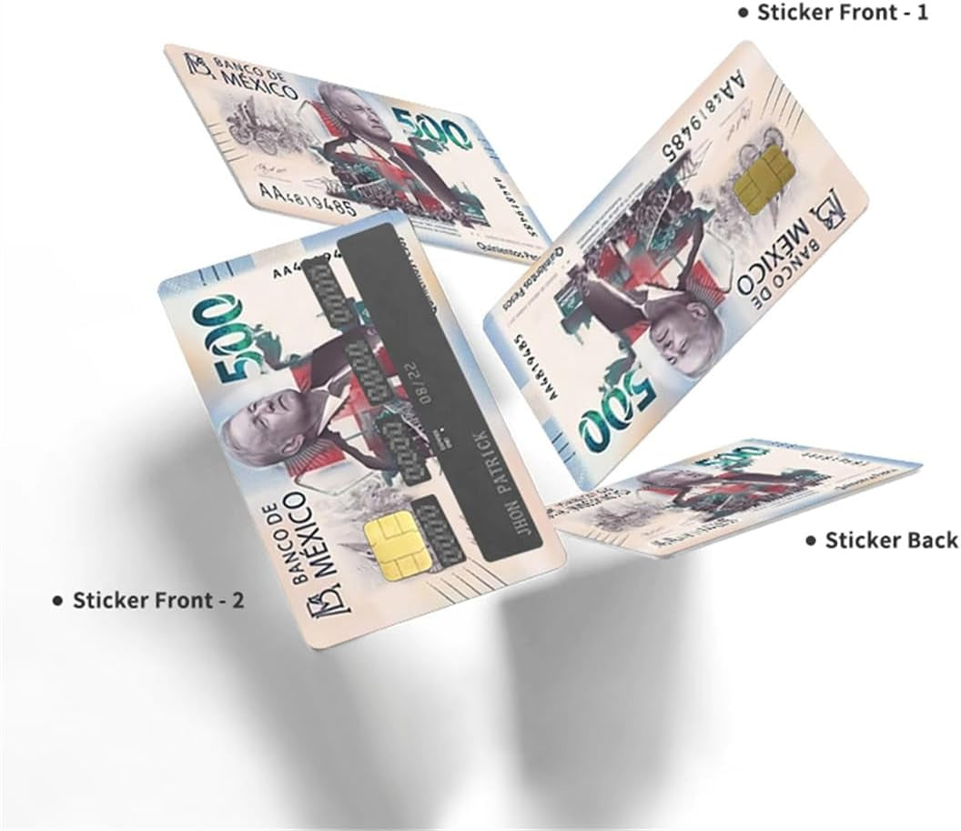Credit Card Sticker Small Chip Debit Card Skin Cover Mexican Bank Card Transportation, Key, Debit, Credit Card Skin Removeable (500-3)