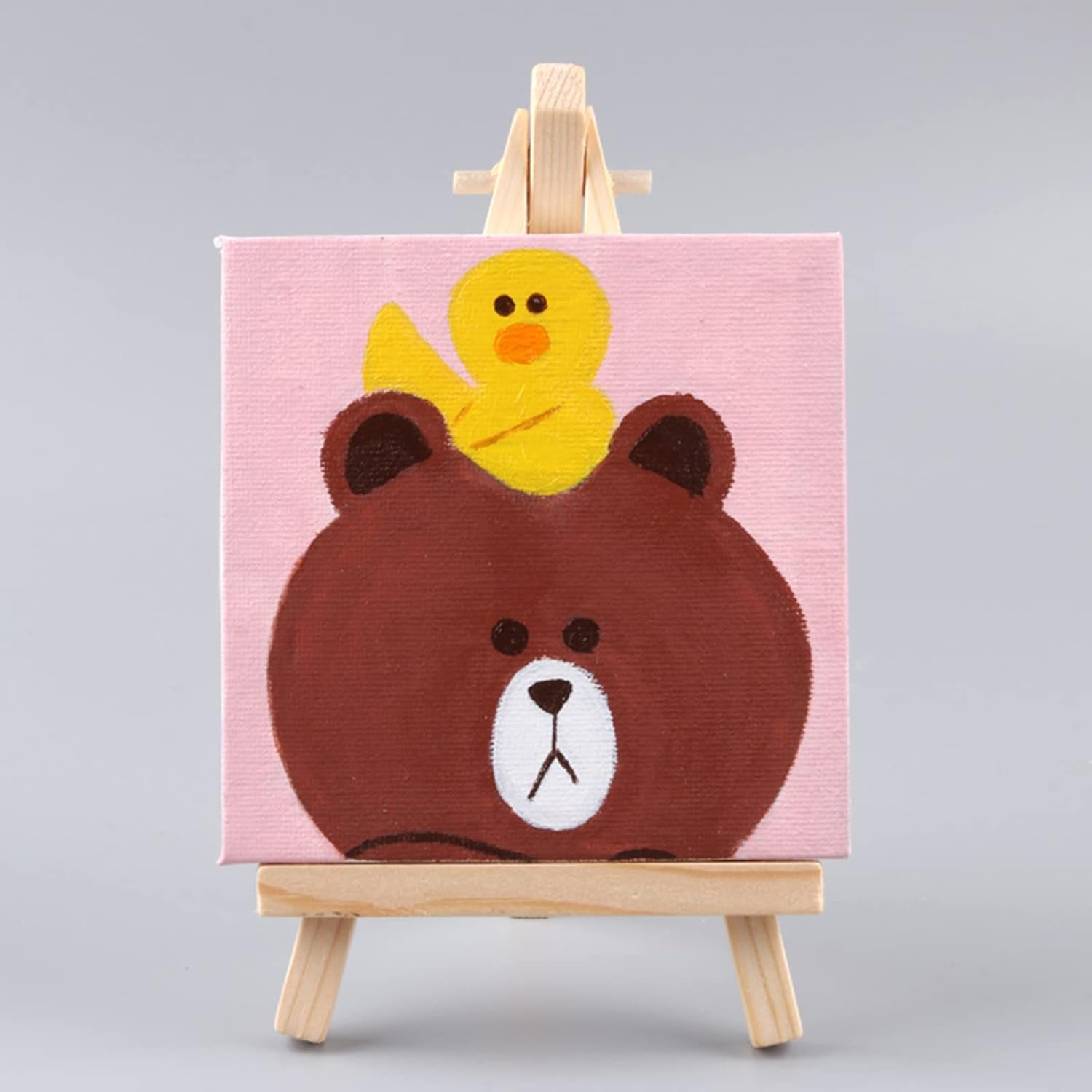 24 Pack 4&quot; X 4&quot; Mini Canvas and Easel Set, Small Art Easel Stand with Canvas Set, Tabletop Wooden Display Stand and Canvas Panels for Artist, Students, Adults, Kids Painting