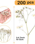 200PCS  White Dried Flowers Small Baby'S Breath Flowers Nature Real Dry Pressing Floral Natural Gypsophila Dried Flowers for Wedding Resin Art Craft DIY Card Making