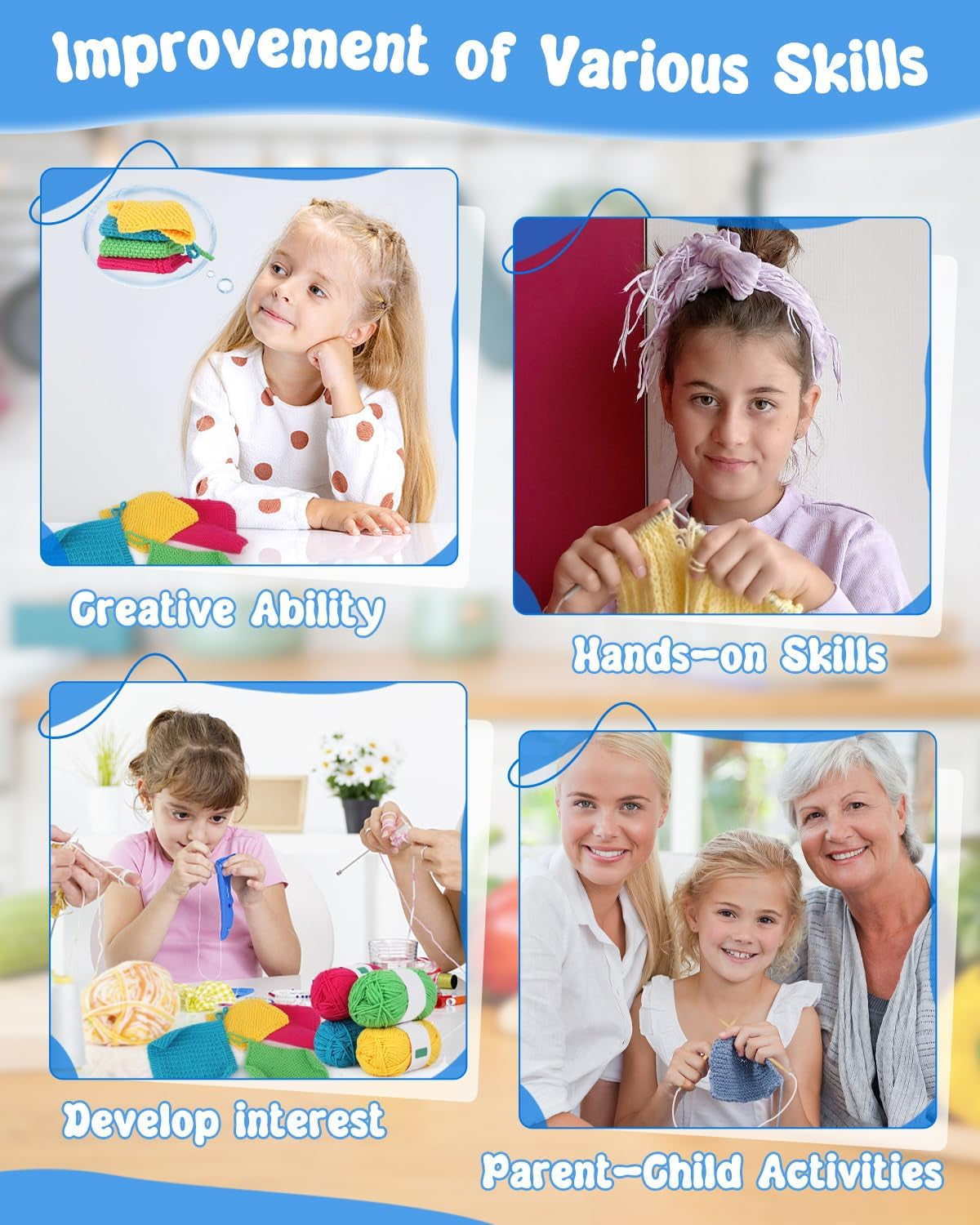 Knitting Kit for Beginners-Learn to Knit Dishcloth-Beginner Knitting Kit for Adults Kids with Knitting Book, Knitting Needles,Beginner Yarn, Yarn Needle, Craft Kits Gift (Beginner to Expert)