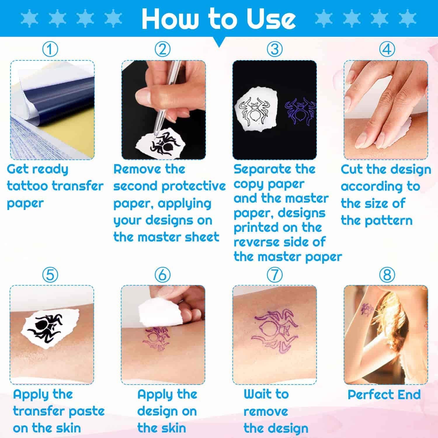38 Sheets Tattoo Transfer Paper, Stencil Paper for Tattooing, 8 1/4" X 11 3/4"