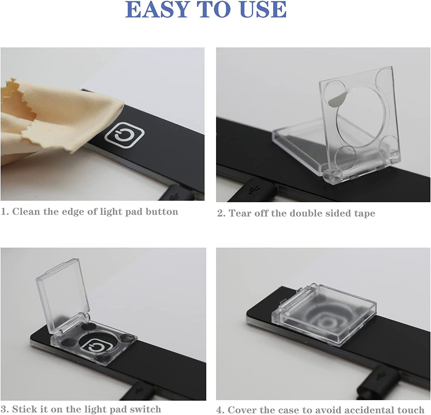 2PCS Diamond Painting Accessories Light Pad Switch Cover, Diamond Art Light Pad Touch Button Protector Cover for Light Pad, Light Table, Lightbox for Tracing, Light Board