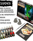 Wilderness Adventures Dnd Acrylic Paint Set with 20 Warpaints, Acrylic Paints for Models and Miniatures, Acrylic Warpaints, Quickshade Washes, Metallic Paints & 2 Plastic Miniatures