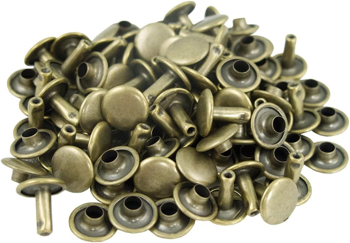 Rivets, Antique Brass, Double Cap Rivets, Medium Size 100Pk