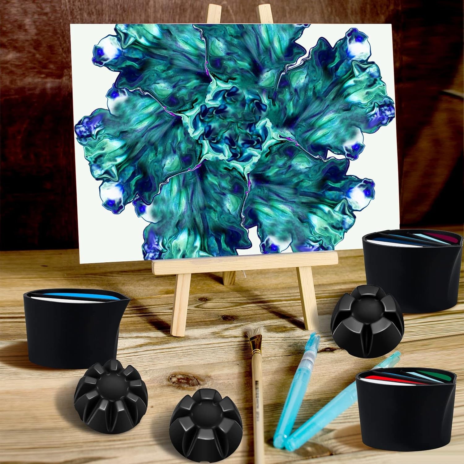 6 Pieces Split Cups for Paint Pouring Supplies Silicone Split Cups Acrylic Paint Mixing Cups 3/4/5 Channels Dividers Paint Pouring Supplies Resin Art Crafts DIY Drawing Tools