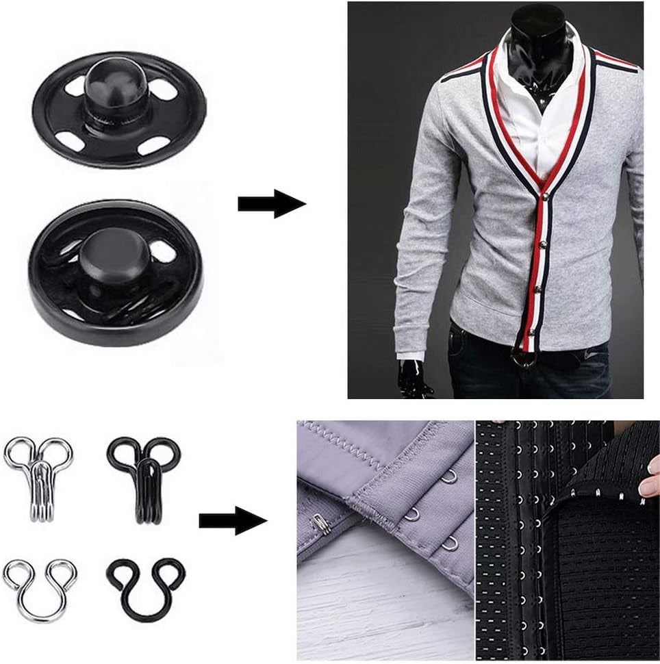 FASHIONTOAD 50 Pairs 3 Styles Skirt Hooks and Eyes Sewing Hook, Sewing Snaps Clothing Fixing Tools with Metal Snaps Buttons Fasteners Press Studs for Trousers Skirt Dress Sewing and Crafting