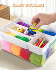 Plastic Storage Box with Removable Tray Caddy, Clear Art Supply Craft Organizers and Storage Bin, Playroom Container Organizer with Lid for Lego, Bead, Crayon, Tool, Sewing, Playdoh, Toy
