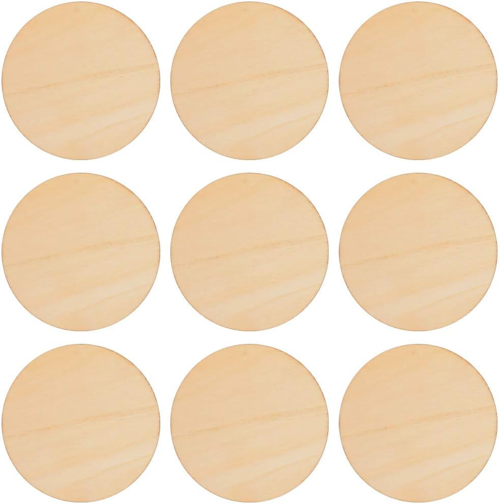 80 Pieces 4 Inch Unfinished Wood Circles Rounds Wooden Cutouts for Crafts, Door Design, Christmas Decorations, Coasters and DIY Home Decor