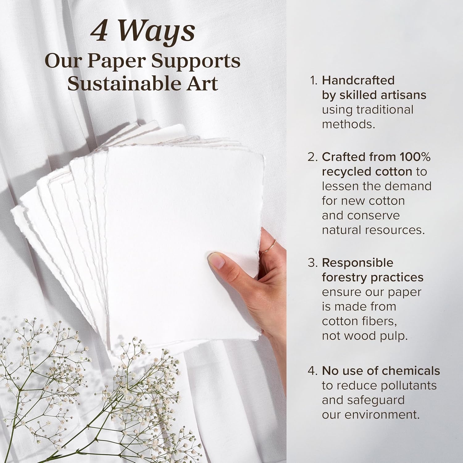 Handmade Deckle Edge Paper - A5-5.8 X 8.3 - Great for Paint, Greeting Cards, Invitations, Printer, Watercolor, Writing - 150Gsm Textured Paper with Raw Edge for Art and Crafts