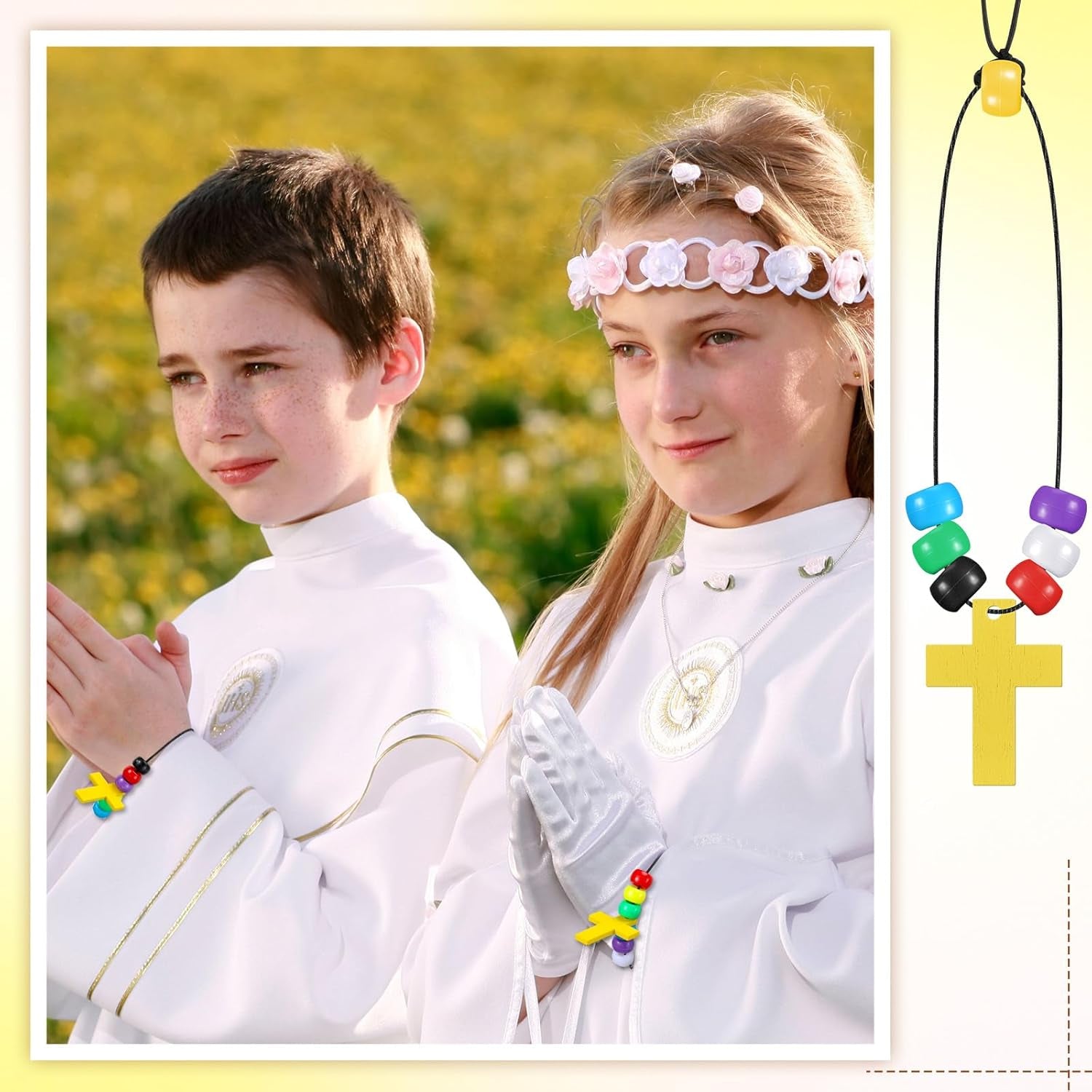 36 Sets Bible Crafts for Kids Wristband Cross Crafts Religious Bead Wristband Kit Christian Faith Jesus Cross Beads DIY Jewelry Making Gifts for VBS Sunday School Supplies Fun Home Activities