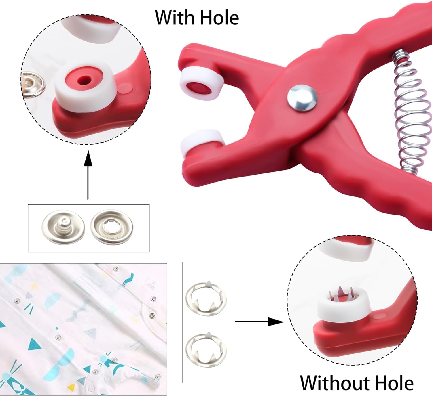 100 Sets of Metal Snaps Buttons,Metal Snap Buttons with Fastener Pliers Tool Kit, Snap Prong for Clothing Leather Sewing.