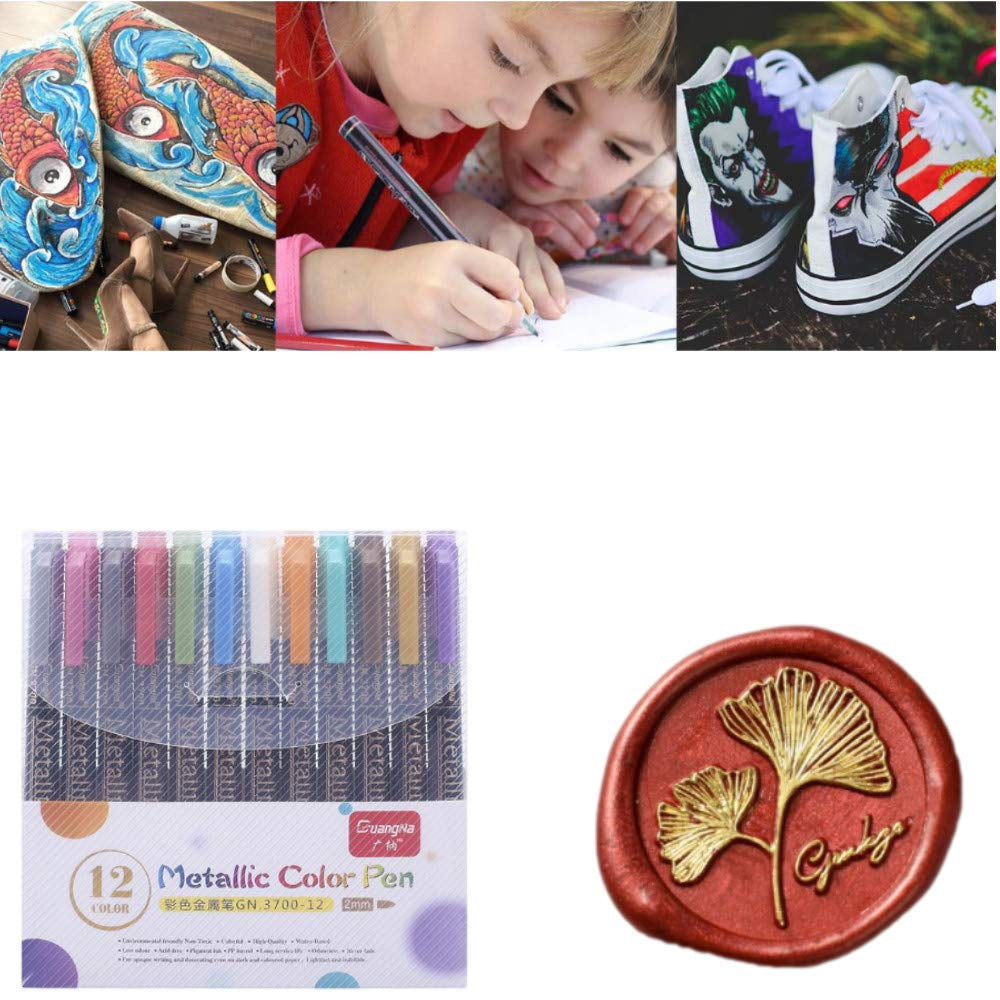 Wax Seal Pen Kit,  12PCS Metallic Marker Color Pen for Decorating Wax Seal Stamp, Premium Wax Seal Pen Set for Wedding Wax Envelope Seal, Fit All Wax Seal Beads or Wax Seal Sticks