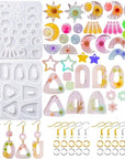44PCS Resin Earring Molds, Silicone Molds for Epoxy Resin, Geometrical Flower Leave Heart Shaped Epoxy Silicone Casting Molds for Jewelry Pendant Keychain Charm, Resin Epoxy Kit