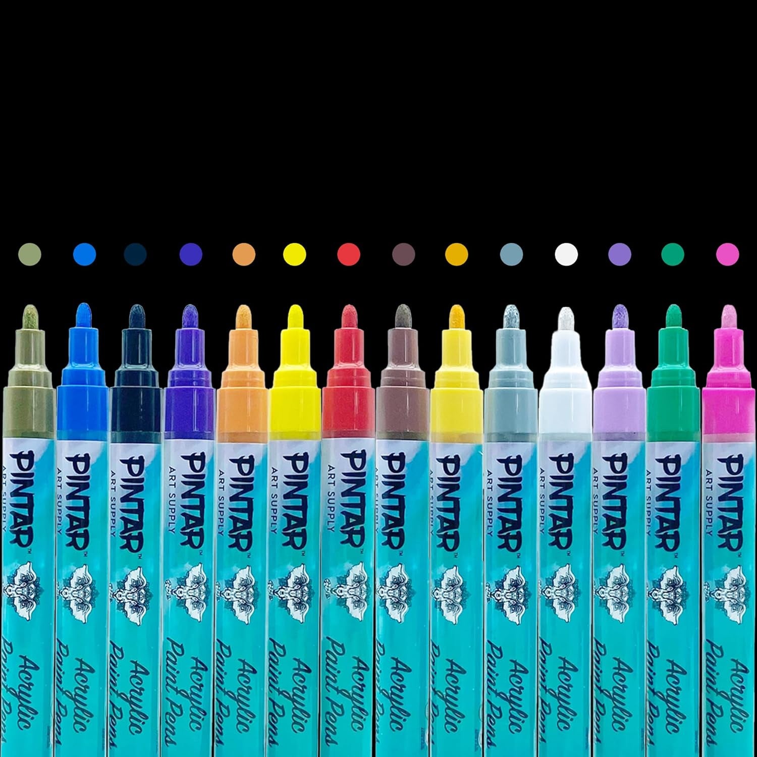 | 14 Pack | Acrylic Paint Markers Medium Point | Leather, Shoes, Rock Painting, Wood, Glass | Acrylic Paint Pens Set | Pack of 14, 5.0 Mm