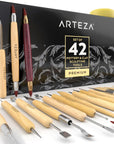 Pottery & Polymer Clay Tools, 42-Piece Sculpting Set, Steel Tip Pottery Tools with Wooden Handles, Craft Kit for Pottery Modeling, Carving