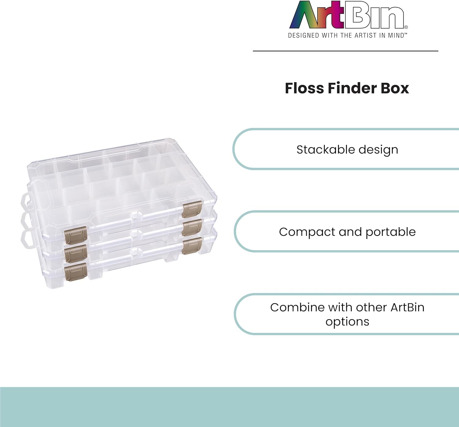Floss Finder Box: Clear Sewing Organizer with 6 Compartments, 12 Dividers, Durable - Perfect for Embroidery Floss and Small Sewing Supplies Storage