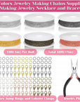 Chains for Jewelry Making, 60Ft Jewelry Making Chains for Necklace with Pliers, Open Jump Rings and Lobster Clasps for Making Jewelry DIY Necklace Bracelet Anklet, 6Colors 2Mm