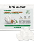 4LB Unscented Glycerin Soap Base DIY Handmade Soap Moisturizing Melt and Pour Soap Base for Crafting, Vegetable Glycerin & Coconut Oil, Easy to Cut (White,4Lb)
